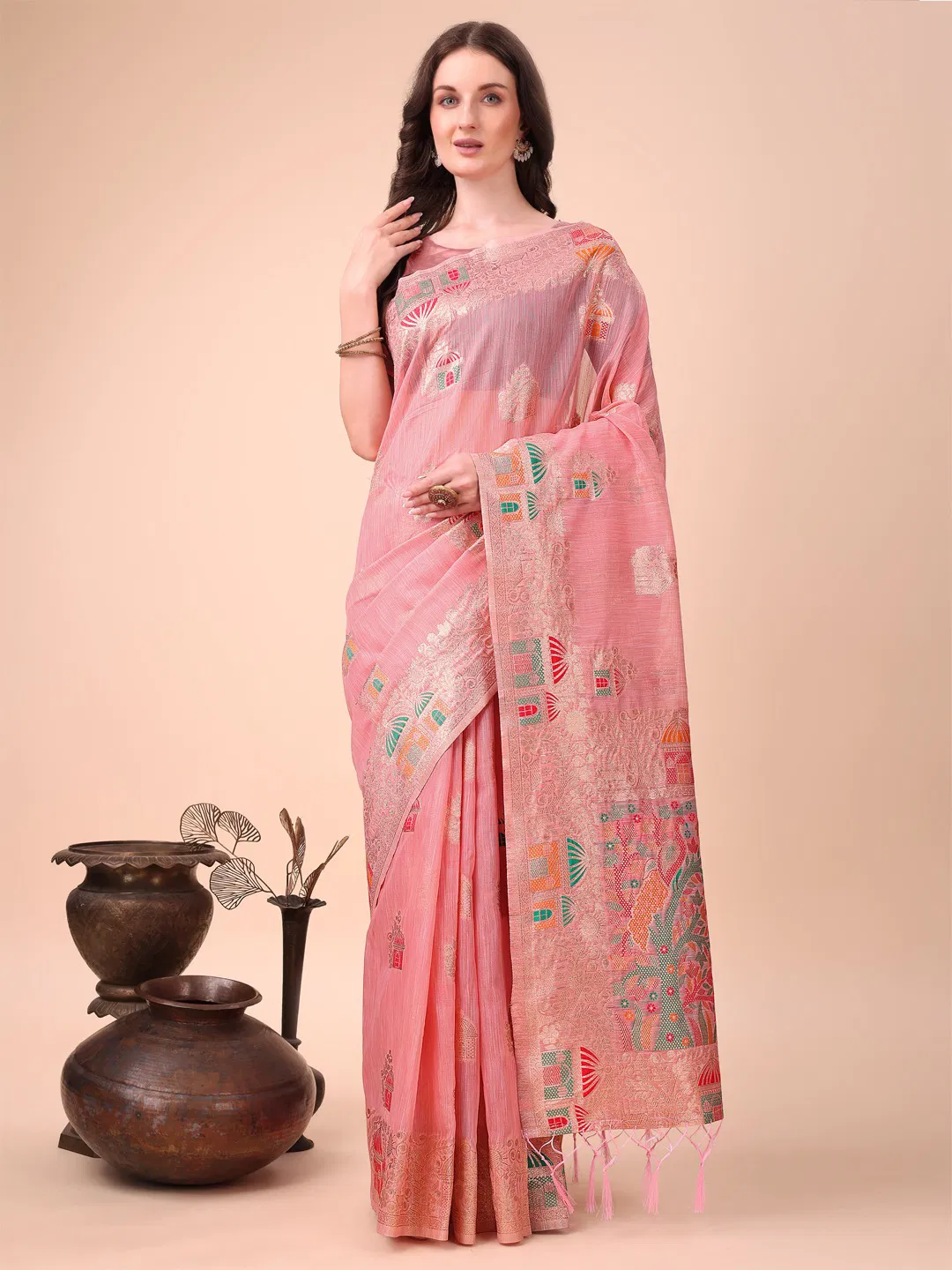 Linen Weaves By Astita Cotton Weeding Wear Saree Exporters In India